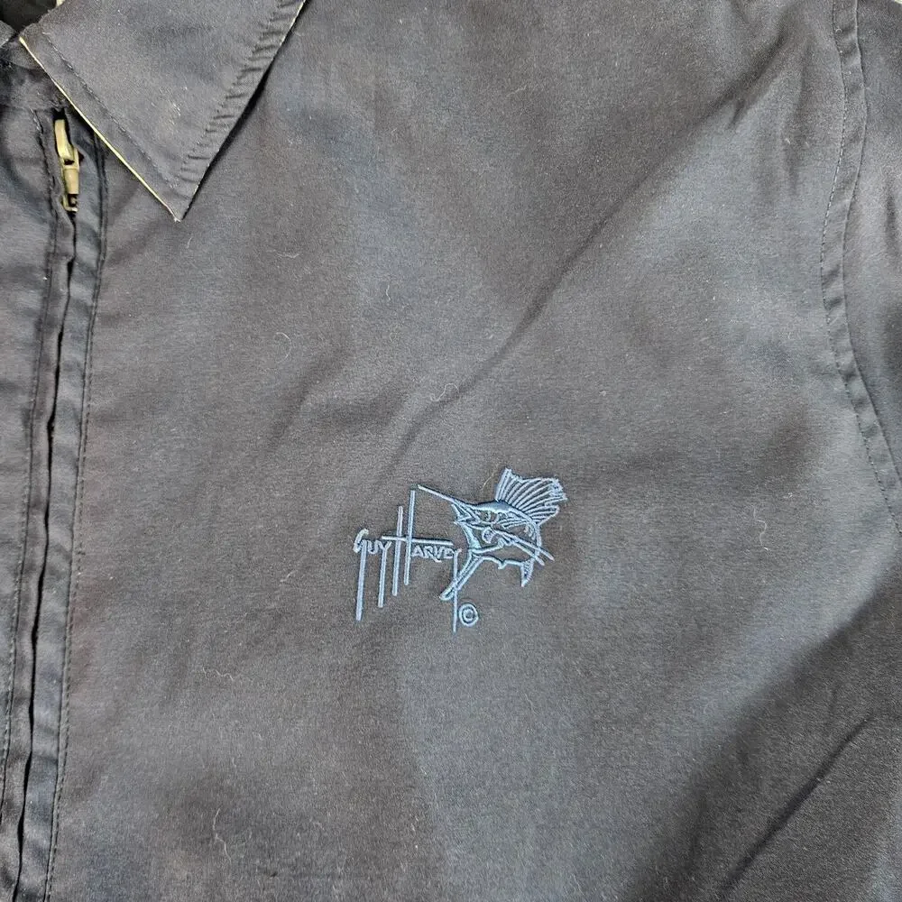 Guy Harvey Navy Blue Zip-Up Jacket with Embroidered Logo - Picture 2 of 12